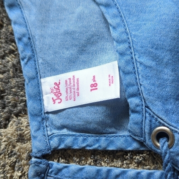 Justice Romper Girls Size 18 Chambray Blue ruffle - Picture 2 of 10
